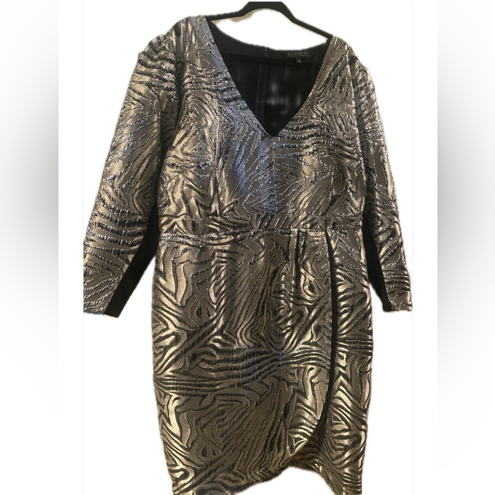 NWT Eloquii Silver & Black Knee Length Dress
